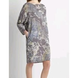 Emerson Fry Yoshi Tunic Dress Size M Long Sleeve Lagenlook Topographic Pockets